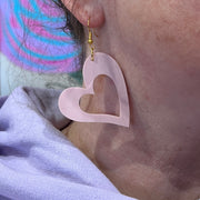 ACRYLIC OPEN HEART- Acrylic Earrings ||  IRIDESCENT