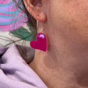 ACRYLIC HEART ON HOOP - Acrylic Earrings || LIGHT PINK GLITTER