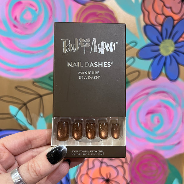 RED ASPEN NAIL DASHES- Wynn's Wild About Wilde (Short Coffin)