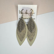 DOROTHY - Leather Earrings   ||  <BR> LINEN BRAID , <BR> IVORY STINGRAY,  <BR>  MATTE IVORY,