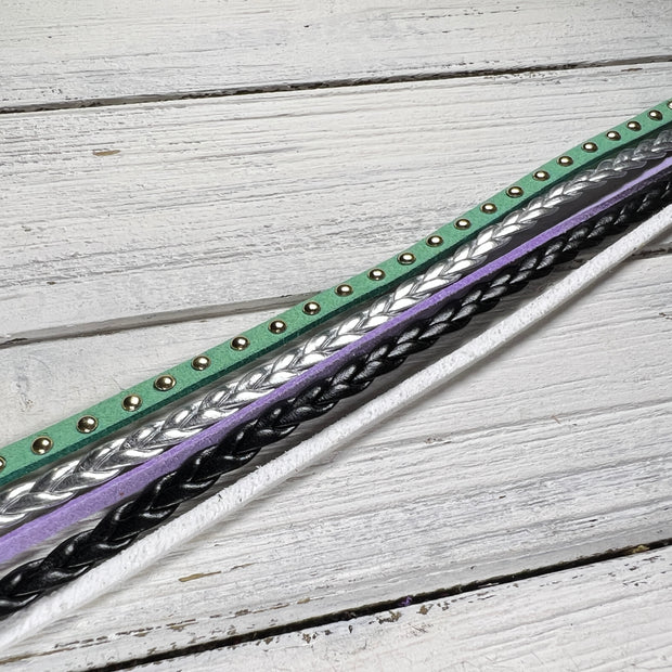 LAYERED WRAP BRACELET - Handmade by Brandy Bell Design <br> Black Braid, Silver Braid, White, Lilac & Mint Suede