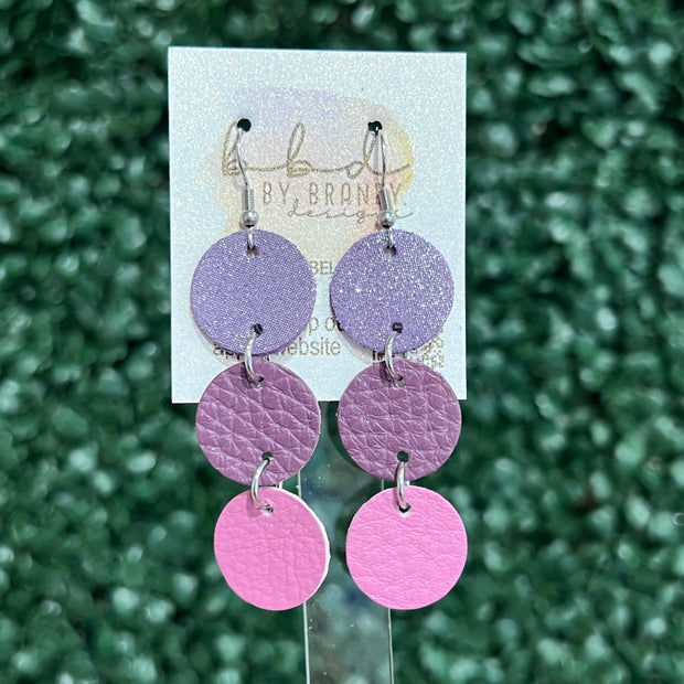 DAISY - Leather Earrings  ||    <BR> SHIMMER LAVENDER, <BR> MATTE PLUM, <BR> MATTE MAUVE