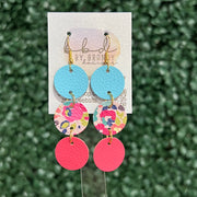 DAISY - Leather Earrings  ||    <BR> ROBINS EGG BLUE, <BR> PINK FLORAL CHEETAH <BR> MATTE CORAL/PINK