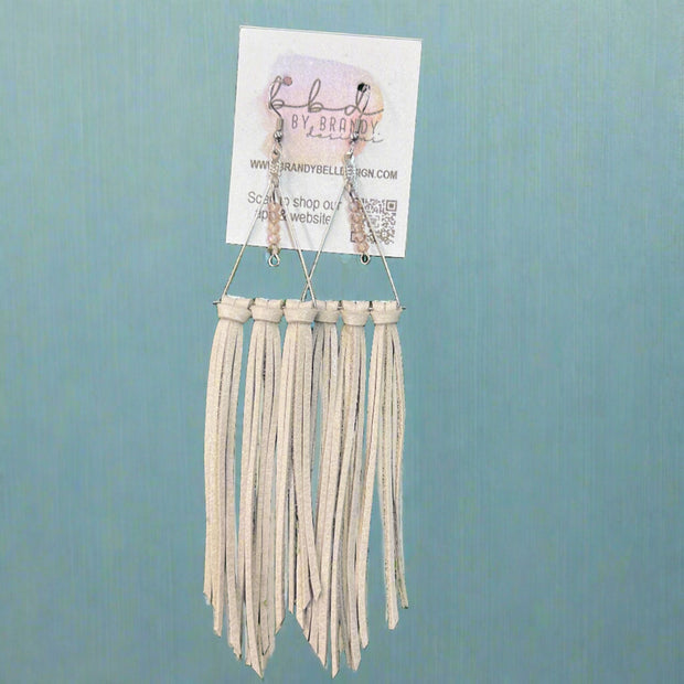 ASH  - Leather Earrings   ||  <BR> IVORY GLAZED NUBUCK