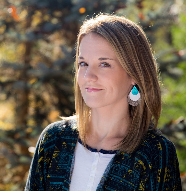 LINDSEY -  Leather Earrings  ||   <BR> MATTE LIGHT BLUE, <BR> MATTE CAROLINA BLUE, <BR> MATTE TURQUOISE