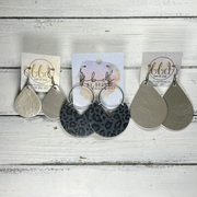 ERIN  - Leather Earrings   ||  <BR> TINY FLORAL (LEATHER ON CORK)