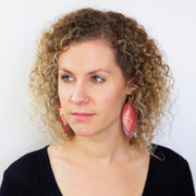 ALLIE -  Leather Earrings  ||  <BR> WATERMELON PINK (FAUX LEATHER),  <BR> WATERMELON RIND (FAUX LEATHER)