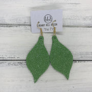 MAE - Leather Earrings  ||  SHIMMER GREEN