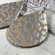 ZOEY (3 sizes available!) -  Leather Earrings  ||  SILVER & BLUSH PINK ANIMAL PRINT (RAISED TEXTURE)