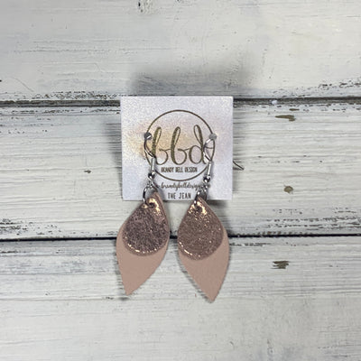 JEAN - Leather Earrings  || <BR> SHIMMER VINTAGE PINK, <BR> MATTE BLUSH PINK