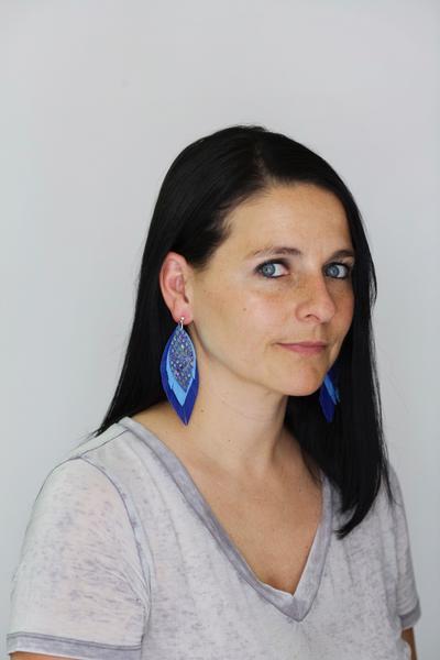 INDIA -  Leather Earrings  ||  <BR> SPARKLE AQUA, <BR> MATTE DARK TEAL, <BR> MATTE ROBINS EGG BLUE