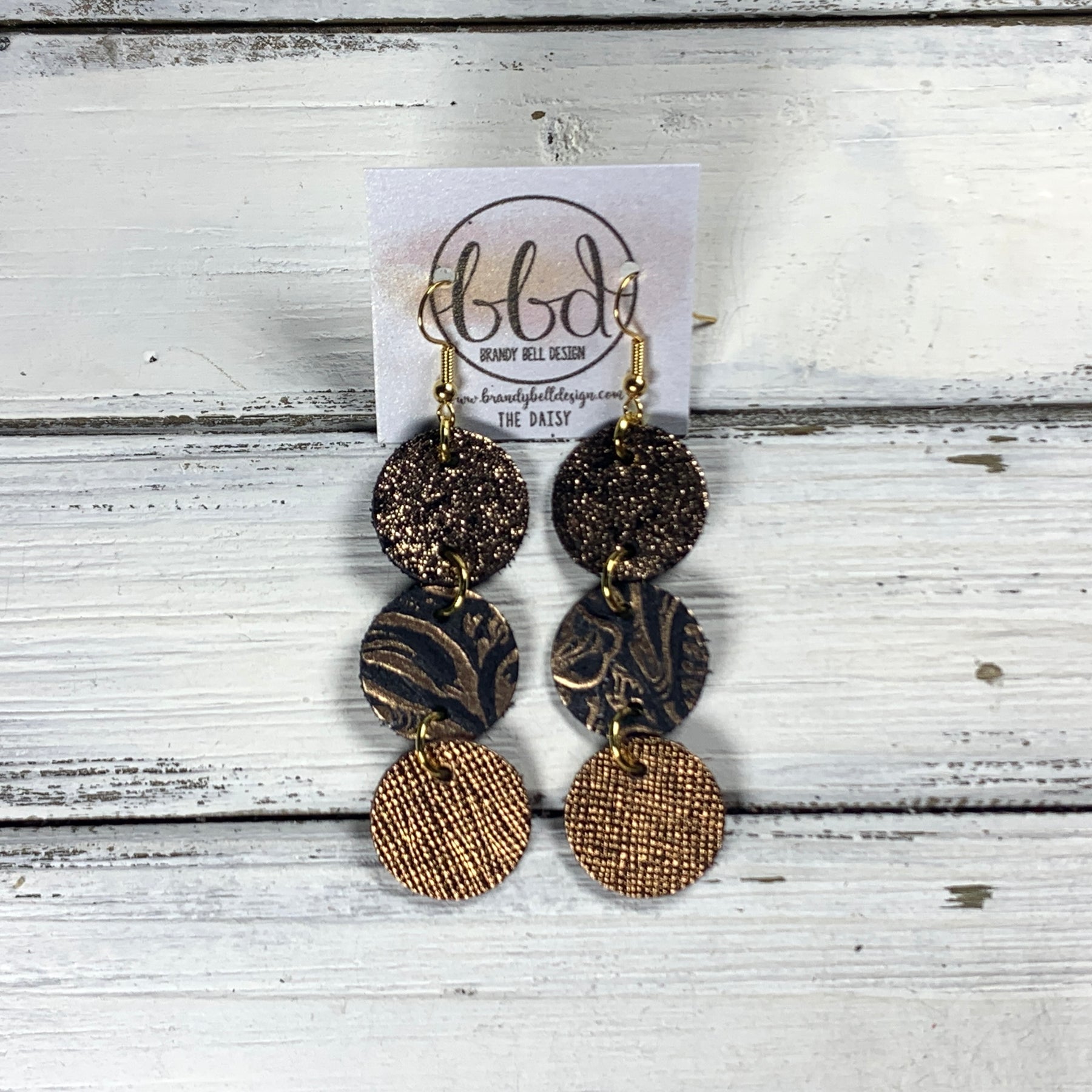 Western Stripe Cowhide Design Teardrop Earrings | Sew Lucky Embroidery