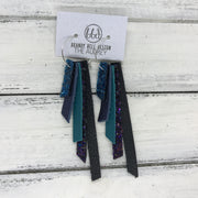 AUDREY - Leather Earrings  ||  DARK TEAL GLITTER, METALLIC NAVY PEBBLED, MATTE DARK TEAL, WICKED WITCH GLITTER, MATTE BLACK