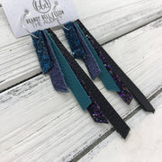 AUDREY - Leather Earrings  ||  DARK TEAL GLITTER, METALLIC NAVY PEBBLED, MATTE DARK TEAL, WICKED WITCH GLITTER, MATTE BLACK