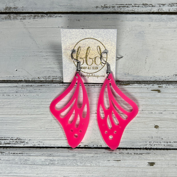 BUTTERFLY WINGS -  Earrings  ||   <BR> WATERPROOF, SEMI-TRANSPARENT JELLY MATERIAL <BR> NEON PINK