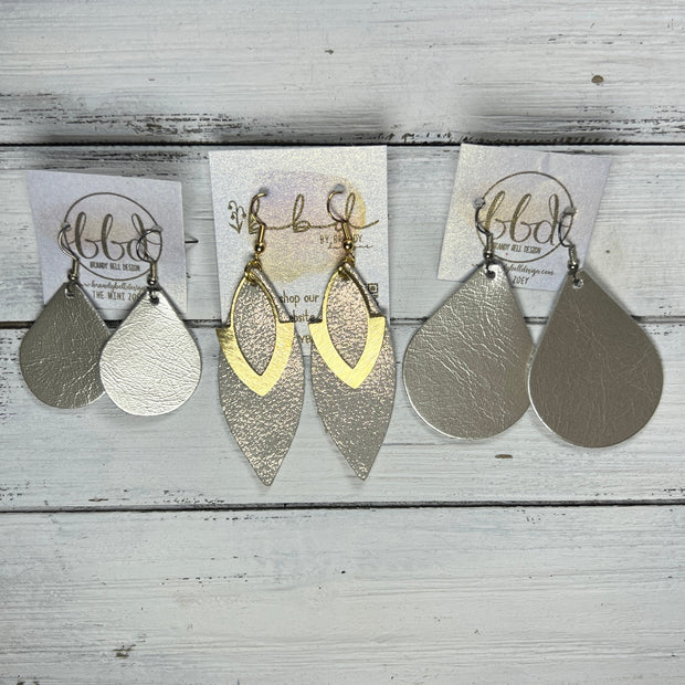 SUEDE + STEEL *Limited Edition* || Leather Earrings || BRASS MARQUISE ACCENT || <BR> LINEN BRAID