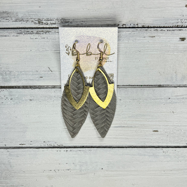 SUEDE + STEEL *Limited Edition* || Leather Earrings || BRASS MARQUISE ACCENT || <BR> LINEN BRAID
