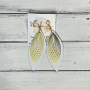 SUEDE + STEEL *Limited Edition* || Leather Earrings || BRASS ART DECO ACCENT || <BR>MATTE WHITE