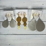 SUEDE + STEEL *Limited Edition* || Leather Earrings || CIRCLES WITH BRASS LEAF ACCENT || <BR> SHIMMER BLACK