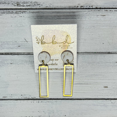 SUEDE + STEEL *Limited Edition* || Leather Earrings || POST WITH BRASS RECTANGLE  || <BR> WHITE ON CORK