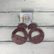 OLIVIA -  Leather Earrings  ||  *2 SIZES!* <BR> *CORK* ROSE GOLD GLITTER (choose "U" or "N" shape)