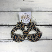 OLIVIA -  Leather Earrings  ||  *2 SIZES!* <BR> *CORK* GOLD GLITTER LEOPARD PRINT (choose "U" or "N" shape)