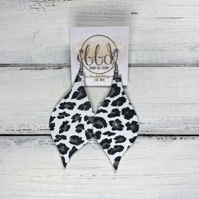 MAE - Leather Earrings  ||  BLACK & GRAY CHEETAH PRINT