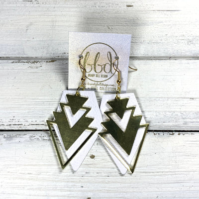 SUEDE + STEEL *Limited Edition* COLLECTION || <BR>LARGE BRASS AZTEC TRIANGLE, <BR> MATTE WHITE