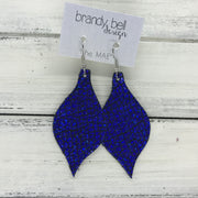 MAE - Leather Earrings  || METALLIC CRACKLE BLUE