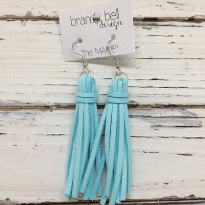 MARIE - Faux Suede Tassel Earrings  || BABY BLUE