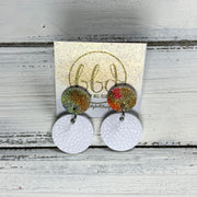 GLITTER POST *Limited Edition* COLLECTION ||  Leather Earrings || GLITTER STUD WITH MATTE WHITE CIRCLE