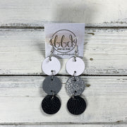 DAISY -  Leather Earrings  ||   MATTE WHITE, <BR> SHIMMER GRAY, <BR> MATTE BLACK