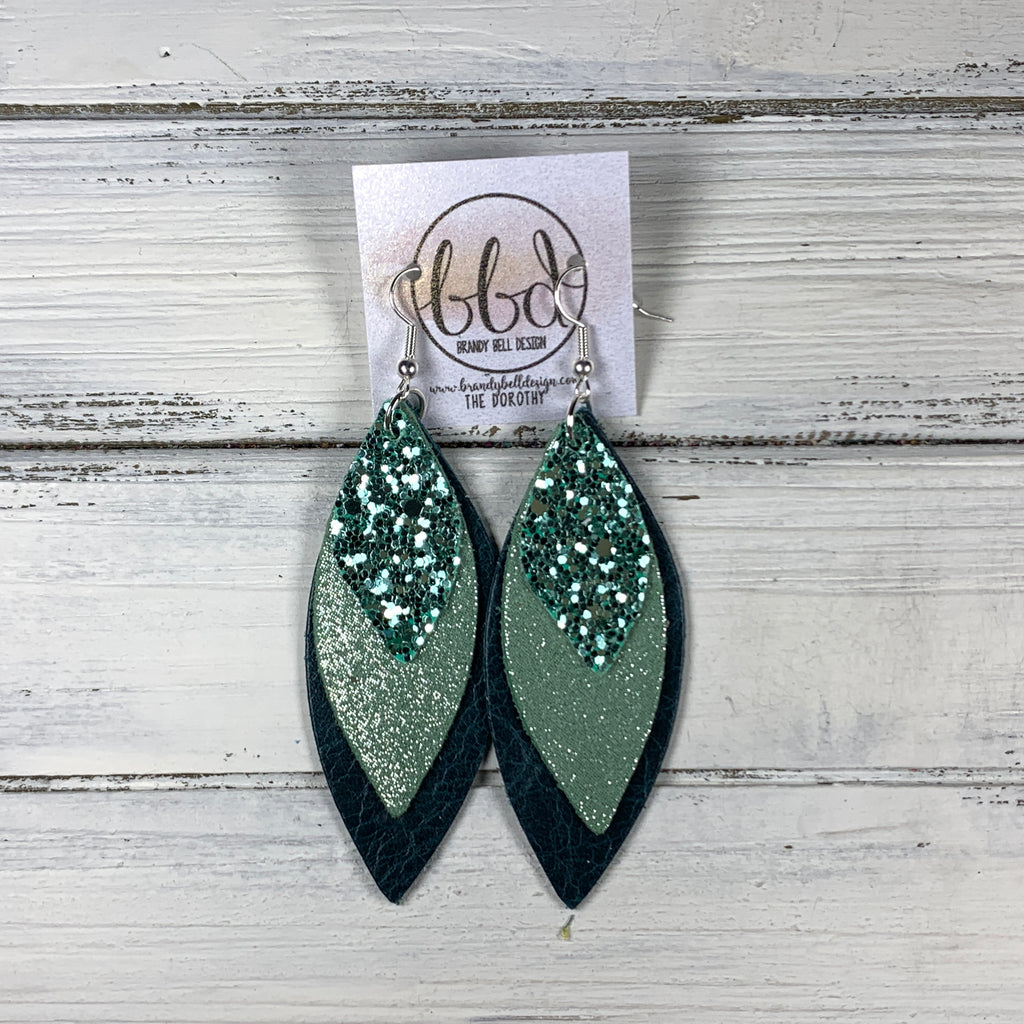 Green leather deals earrings