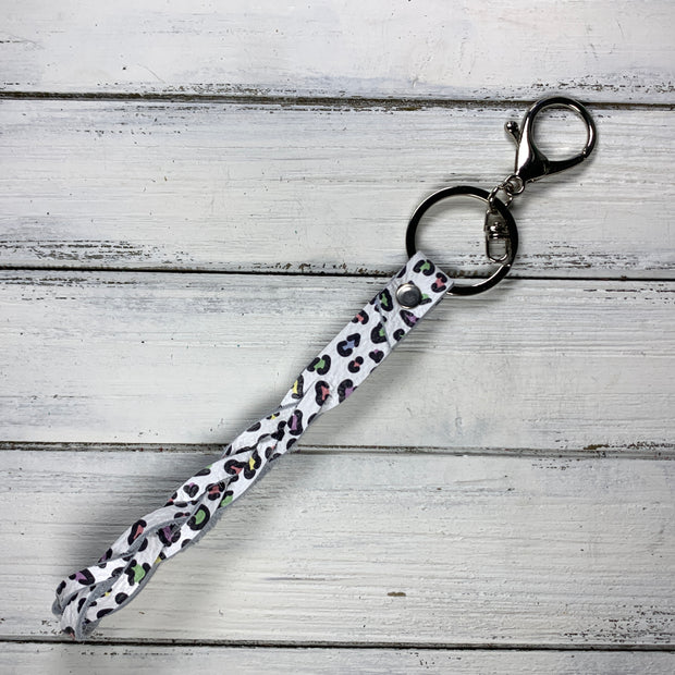 BRAIDED KEYCHAIN - Leather Braided Keychain  ||  PASTEL CHEETAH