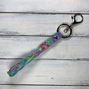 BRAIDED KEYCHAIN - Leather Braided Keychain  ||  AQUA TIE DYE