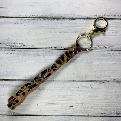 BRAIDED KEYCHAIN - Leather Braided Keychain  ||  DARK CHEETAH PRINT