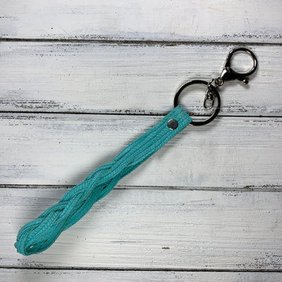 BRAIDED KEYCHAIN - Leather Braided Keychain  ||  AQUA PALMS